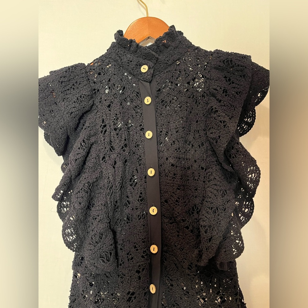 Zara Elegant Black Crochet Maxi Dress - Picture 9 of 16